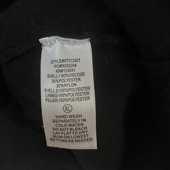 Strazzi Black Long Coat w Nylon Sleeves Zippered Collared Black XL new with tag - Picture 5 of 8